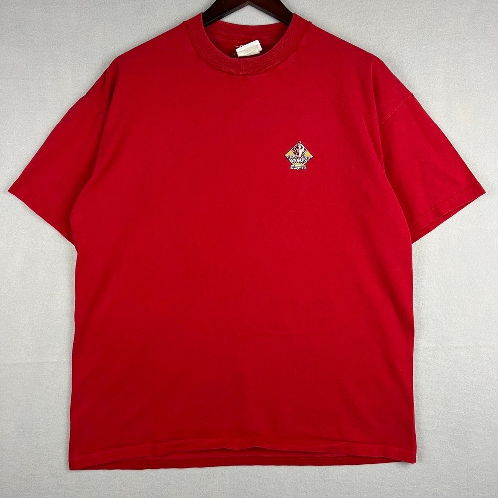 Vintage ESPN NBA Basketball Fantasy League Champion Red Tee Shirt 2000 L